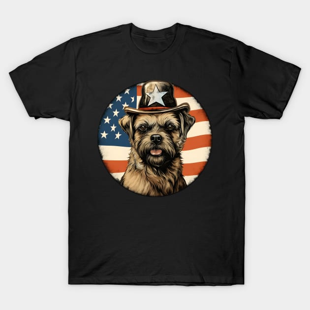 Patriotic Border Terrier T-Shirt by NatashaCuteShop